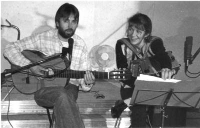 Jeannine et Vincent lors d'un enregistrement de CD