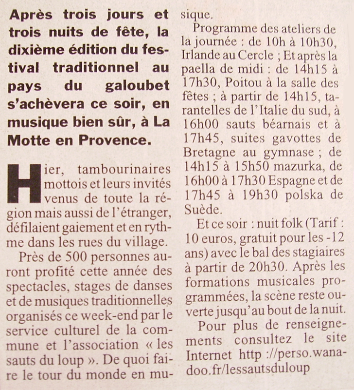 10e Festival Traditionnel au Pays du Galoubet