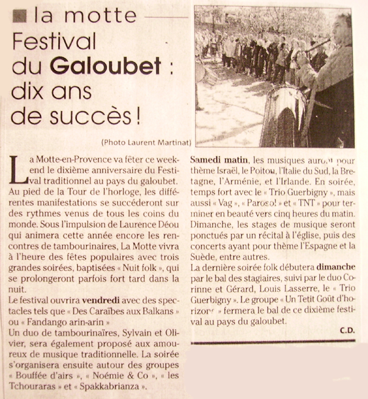 10e Festival Traditionnel au Pays du Galoubet