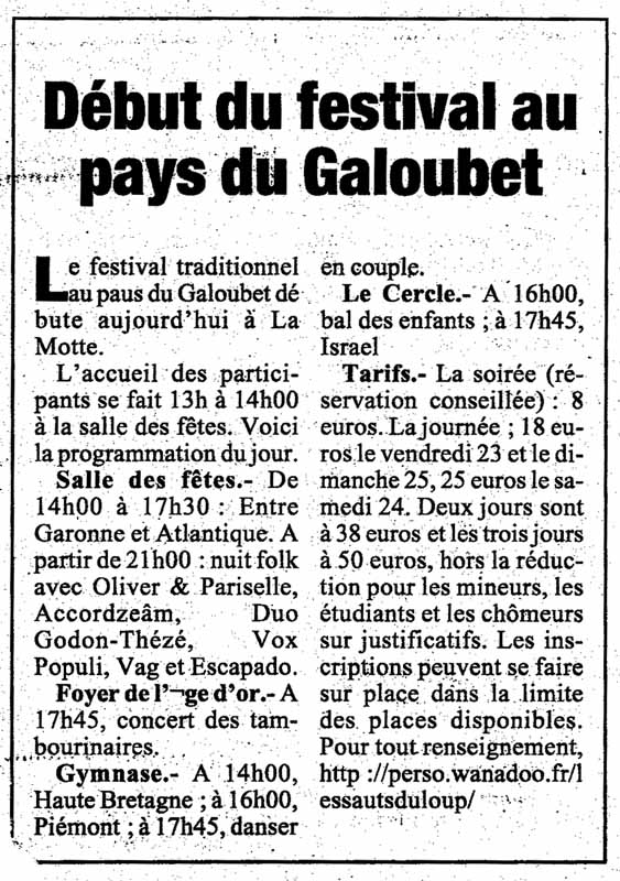 8e Festival Traditionnel au Pays du Galoubet